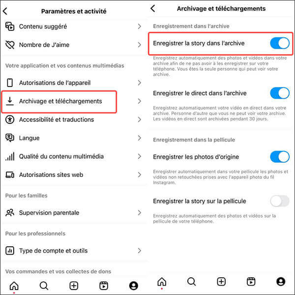 Activer les stories Instagram automatiquement dans la galerie