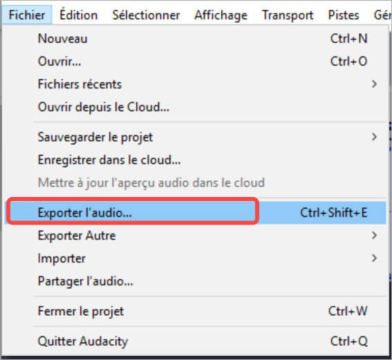 Exporter l'audio enregistré