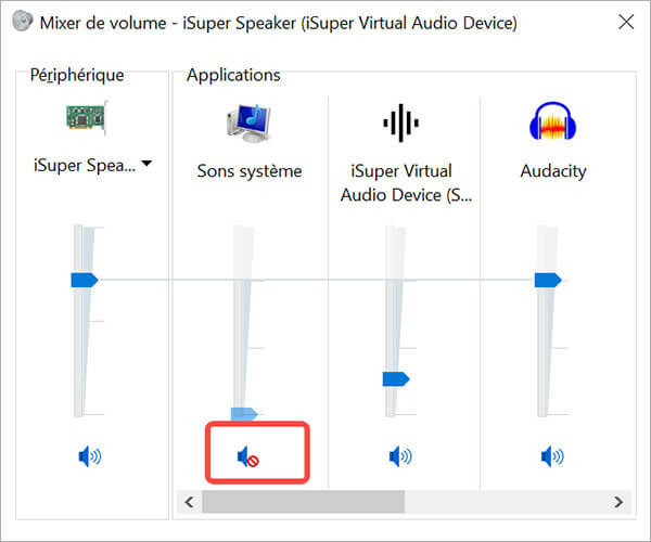 Fermer le son du système
