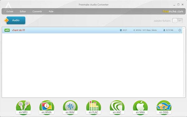 Ajouter le fichier WAV dans Freemake Free audio Converter