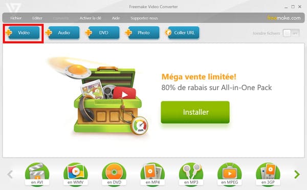 Ajouter les vidéos sur Freemake Video Converter