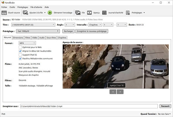 Interface de HandBrake