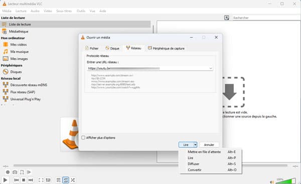 Cliquer sur Convertir dans VLC