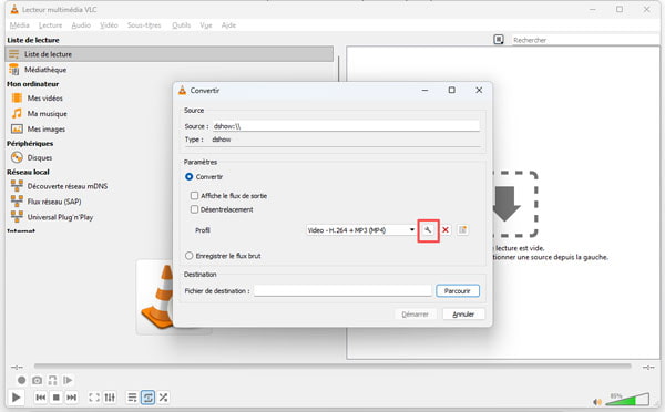 Choisir le format vidéo de sortie