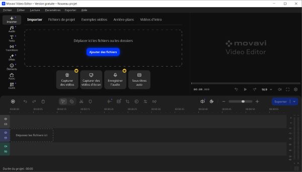 L’interface de Movavi Video Editor