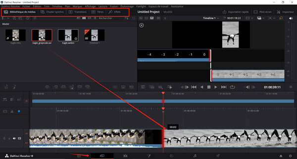 Parcourir les onglets du haut