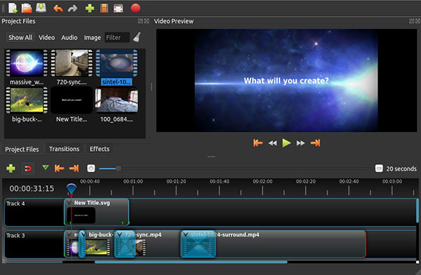 Interface de OpenShot Video Editor