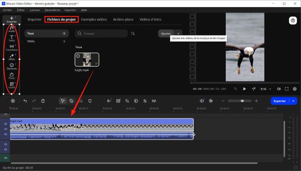 Organiser les éléments multimédias sur la ligne de temps dans Movavi