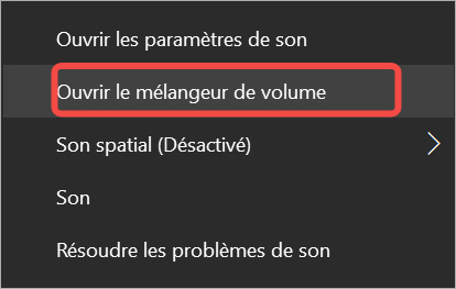 Ouvrir le mélangeur de volume