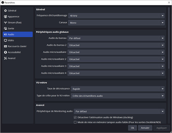 Régler les paramètres audio