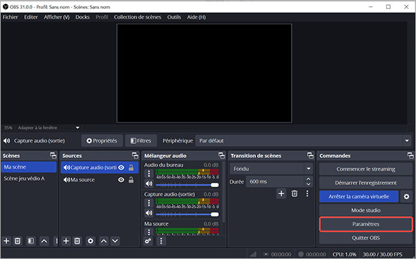 Les paramètres de l’OBS Studio