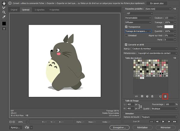 Compresser GIF par diminuer la couleur