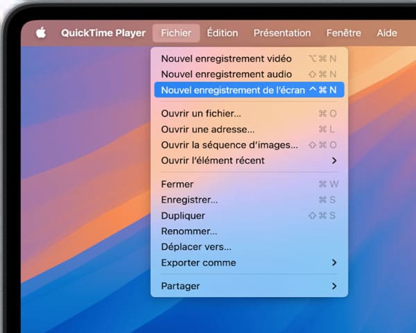Enregistrer une vidéo avec QuickTime