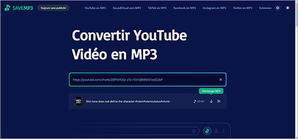 Télécharger la musique YouTube avec SAVEMP3