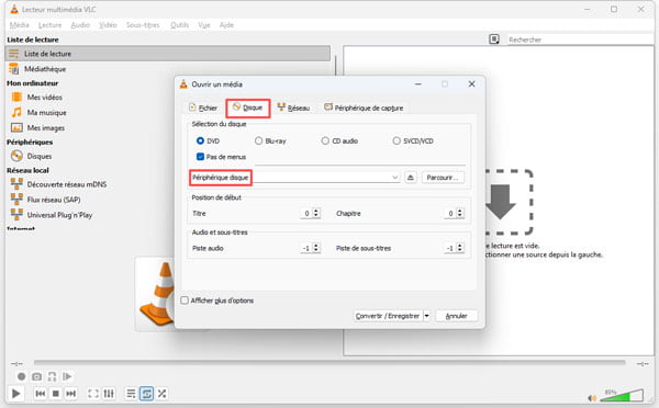Sélectionner le disque