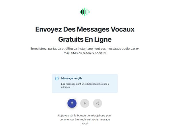 L'interface de Send Voice Messages