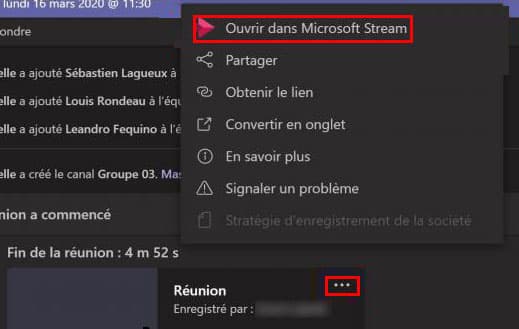 Lire l'enregistrement sur Teams