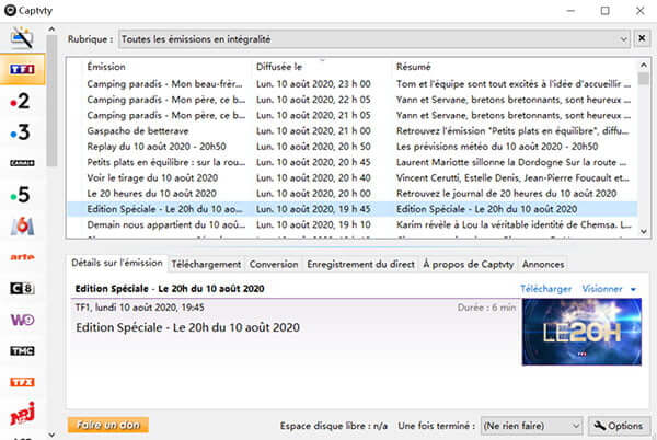 Lancer Captvty pour télécharger une vidéo M6 Replay gratuitement
