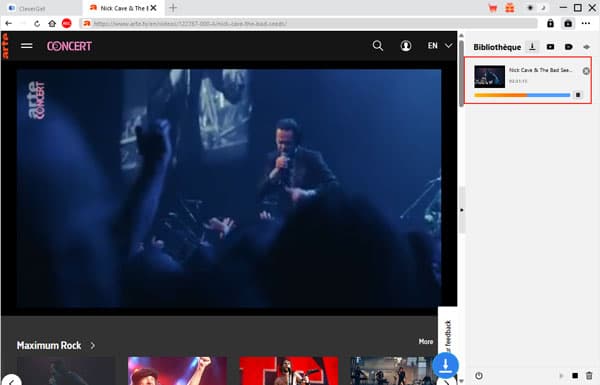 Vérifier la progression du téléchargement de la vidéo Arte