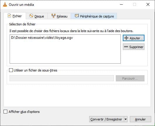 Ajouter le fichier OGV