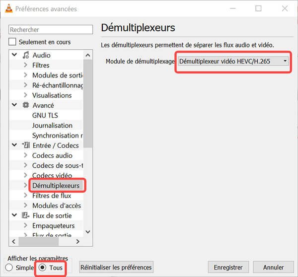 Modifier les paramètres de VLC