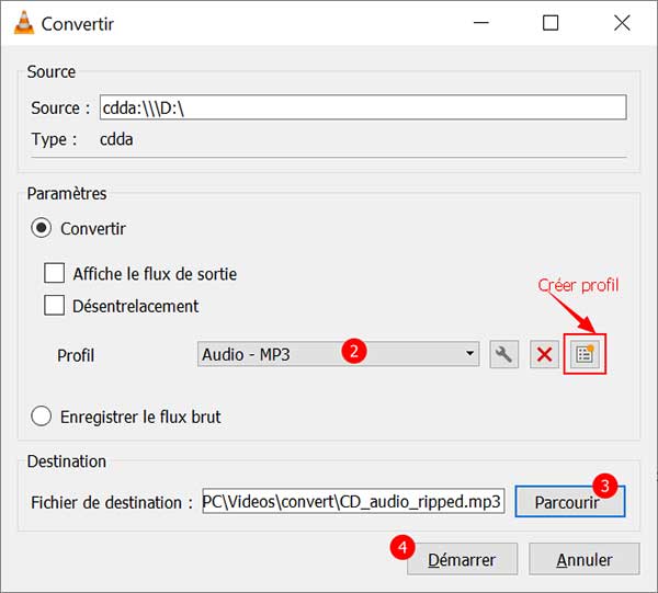 VLC Ripper un CD en audio MP3